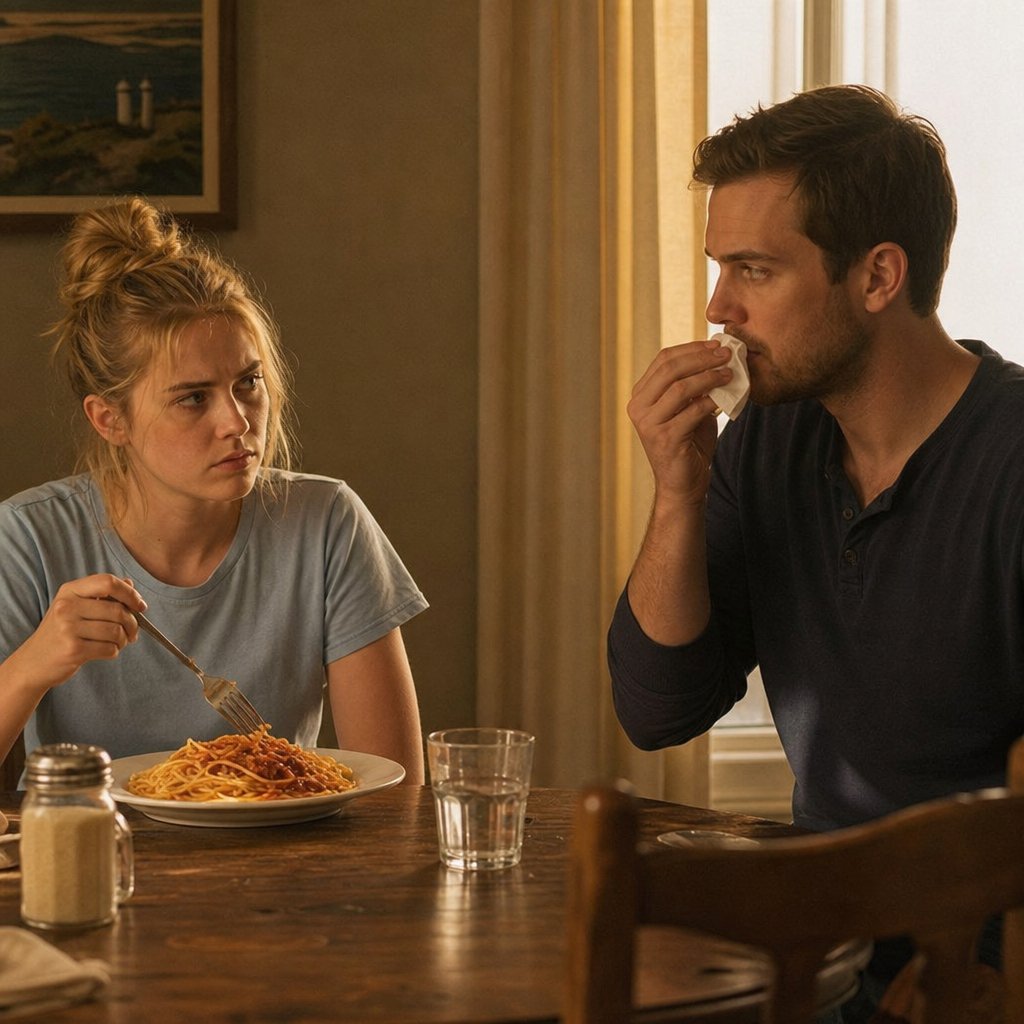 Mara studies Graham across dinner as he lies smoothly.