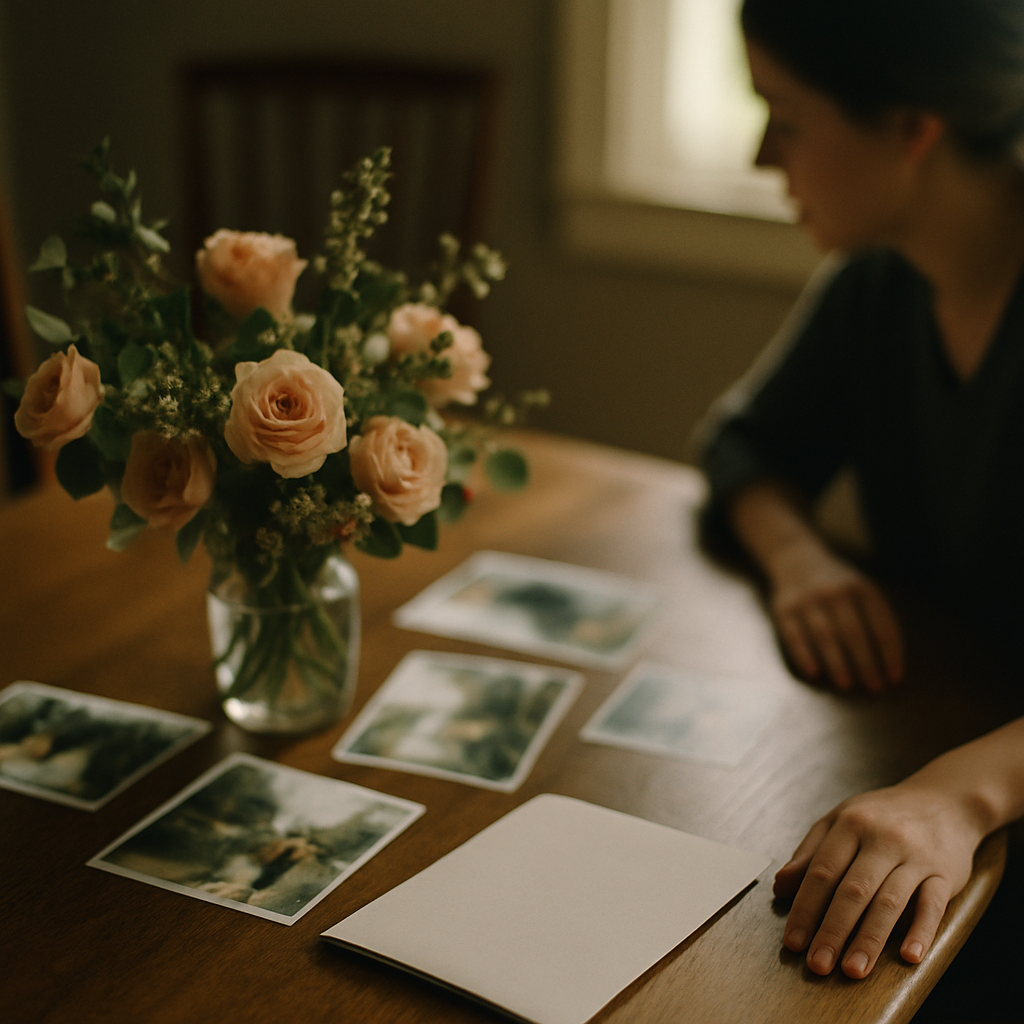 Smartphone with wedding group chat open, natural window light