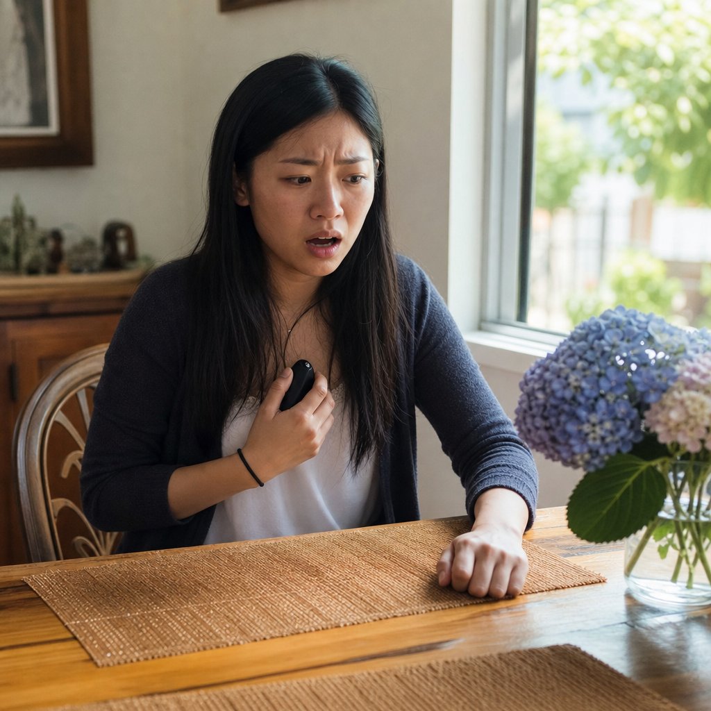 Mara recoils after discovering the burner contact photo is her own house and hydrangeas.