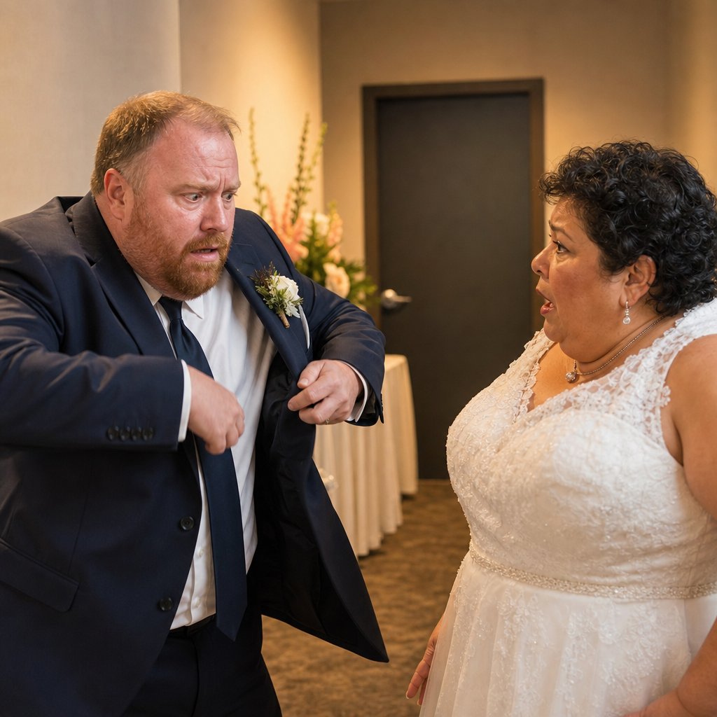 The best man panics in a hallway as the bride realizes the rings may be missing.