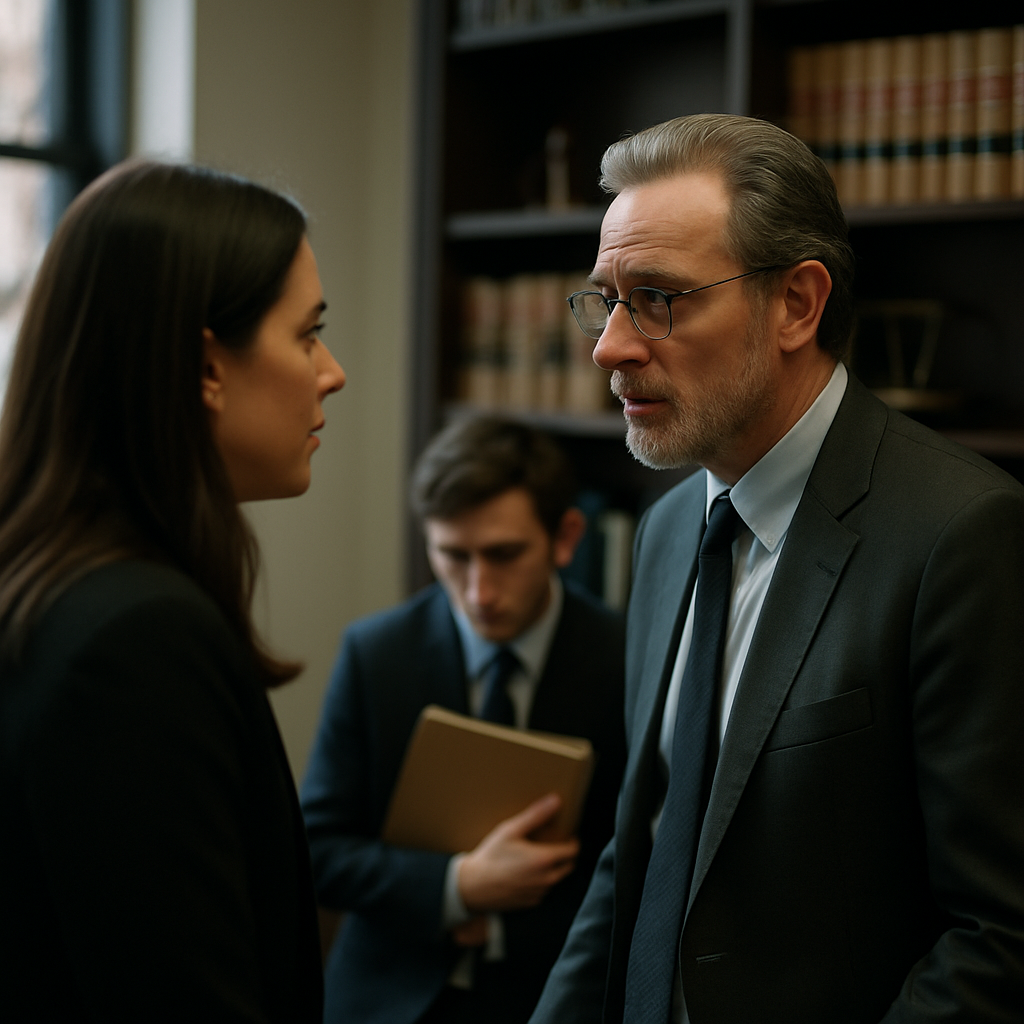 Attorney denying existence of an envelope with nervous assistant in a lawyer’s office