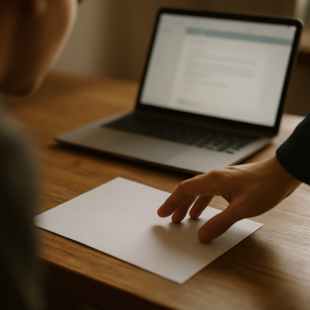 Email with wedding shot list on laptop, coffee cup on kitchen table in morning light