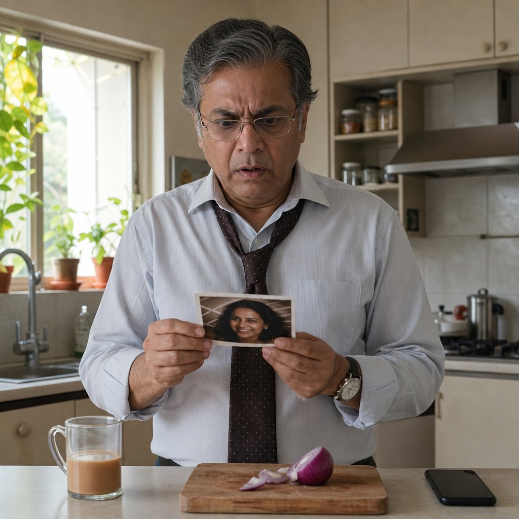 In his kitchen, Mara clutches a printed photo of a receipt while an unknown call buzzes from a face-down phone.