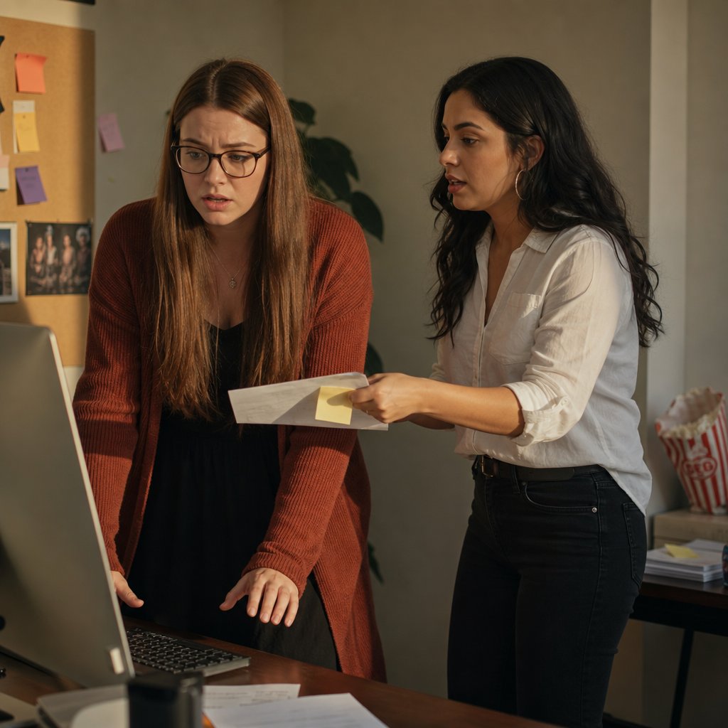 In the war room, Jenna slips Ivy a printout as Ivy hovers over the shared computer.