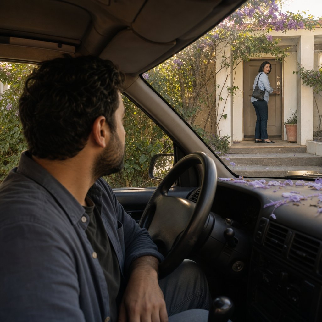From a parked car, I watch Layla step onto our porch and put a key into the front door lock while my hands grip the steering wheel.