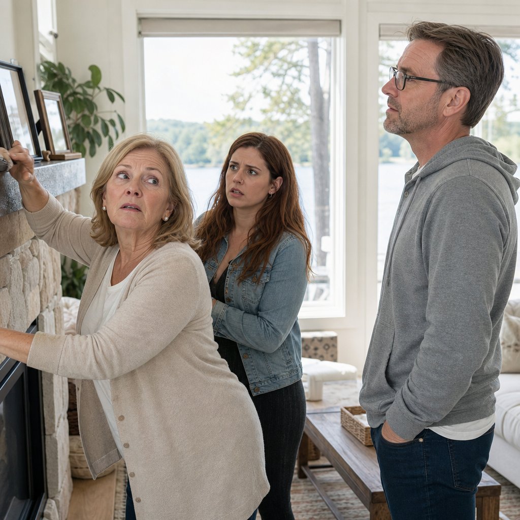 Nina stops her mother from grabbing framed evidence on the lake house mantel.