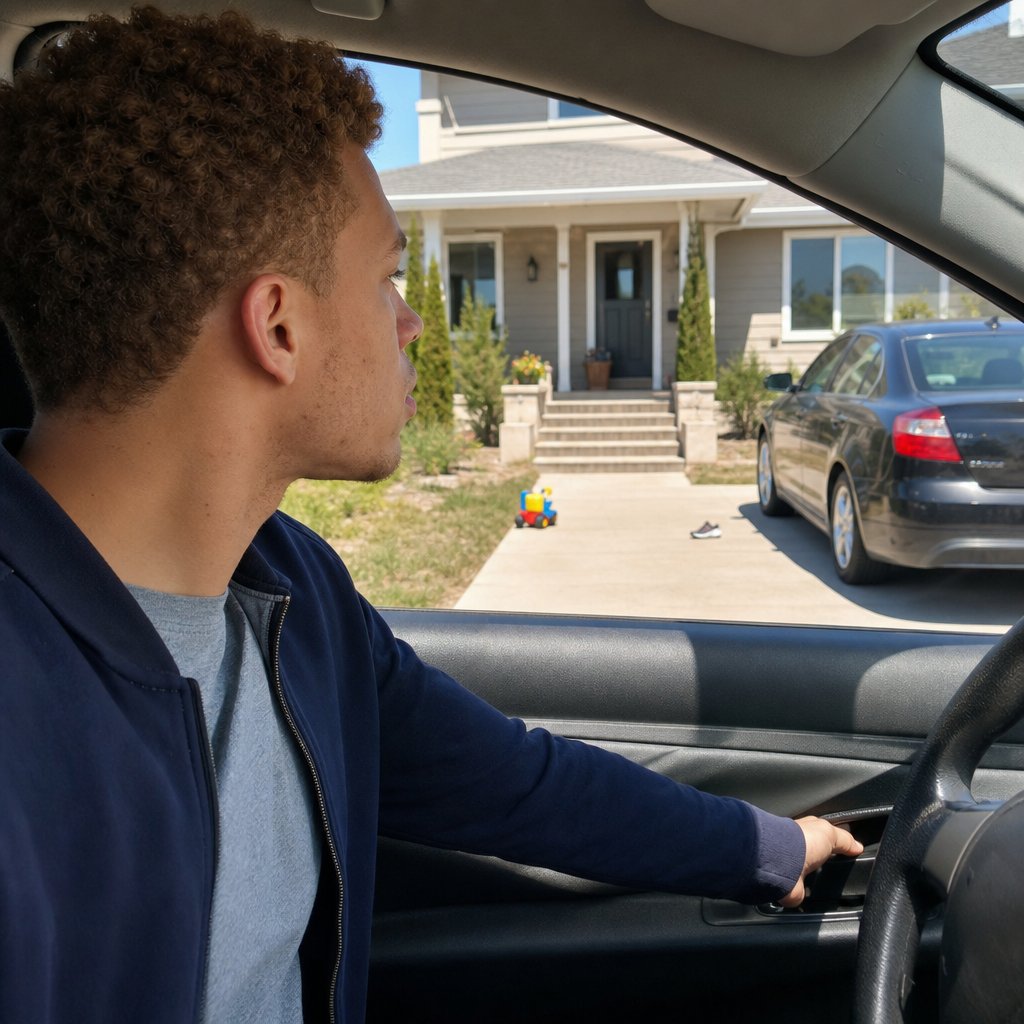 Mara sits frozen in his car, staring at Evan’s sedan parked in an unfamiliar driveway.