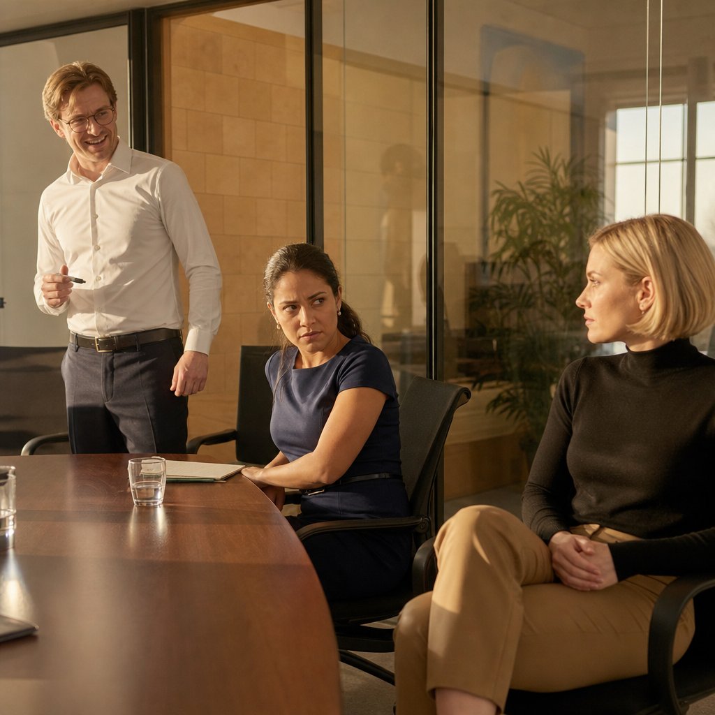 In a glass conference room, Elliot forces a laugh while Lena watches Mara and the team sits in tense silence.