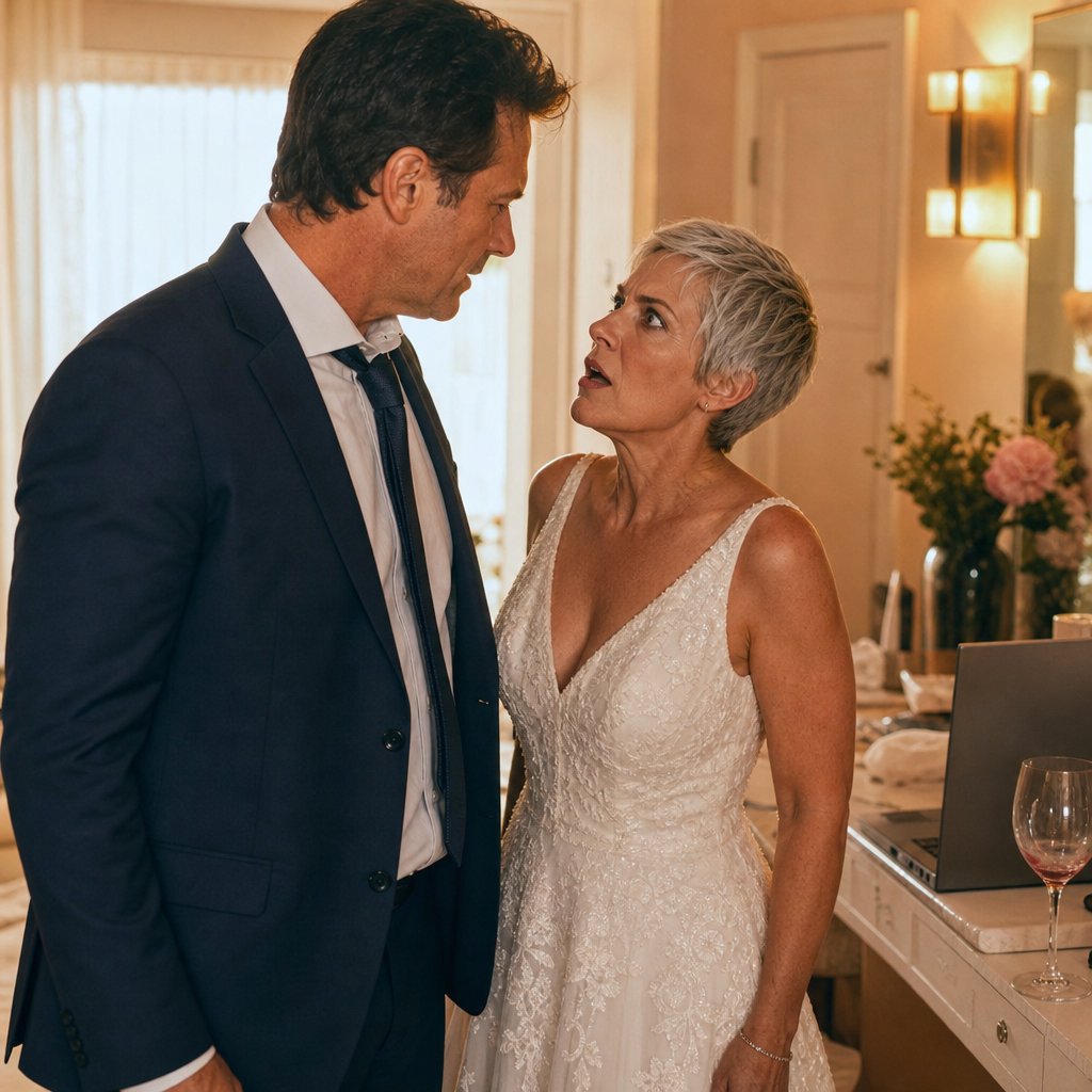 Noah looms close in the bridal suite as Harper confronts him, stunned and angry.