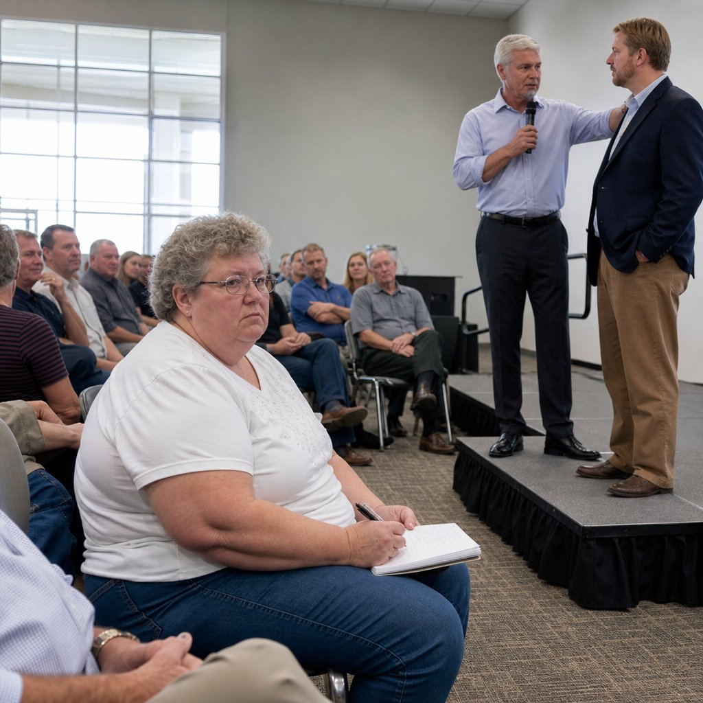 Lena sits rigid in the audience as the VP publicly positions Gavin beside him on stage.